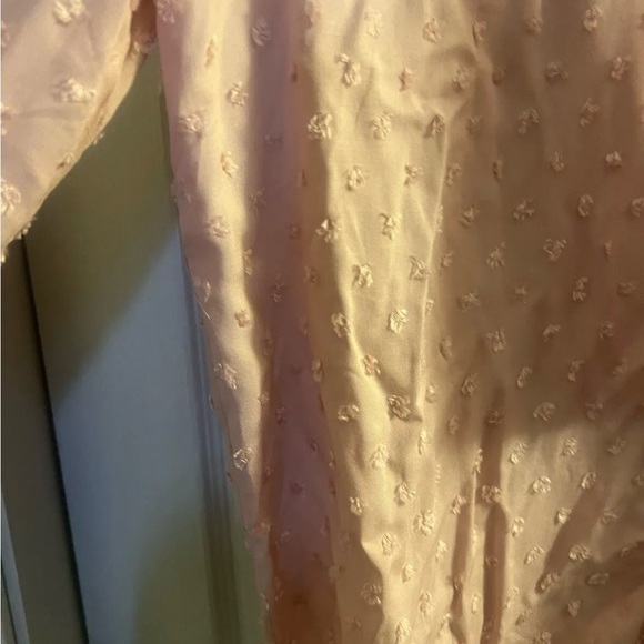 Ann Taylor Blush Pink Swiss Dot Tie Neck Blouse NWT Medium - Picture 2 of 7